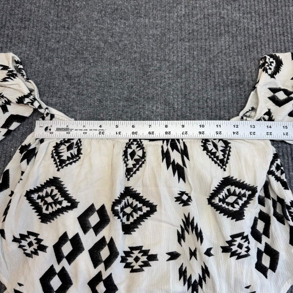 Sage Off Shoulder Romper Tribal Print Black‎ White Boho Women's Large - Picture 4 of 9